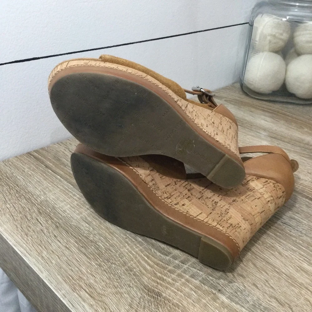 Marc Fisher Hillary cork ankle strap wedge womens size 6.5